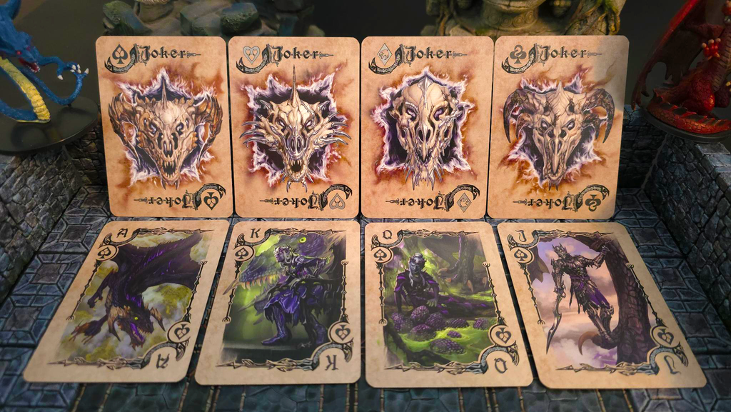 Soltera Playing Cards – Deck #2 – Gold Limited Edition – Silver Dragons vs Black Dragons