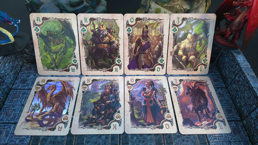 Soltera Playing Cards – Deck #3 – Silver Edition – Copper Dragons vs Green Dragons