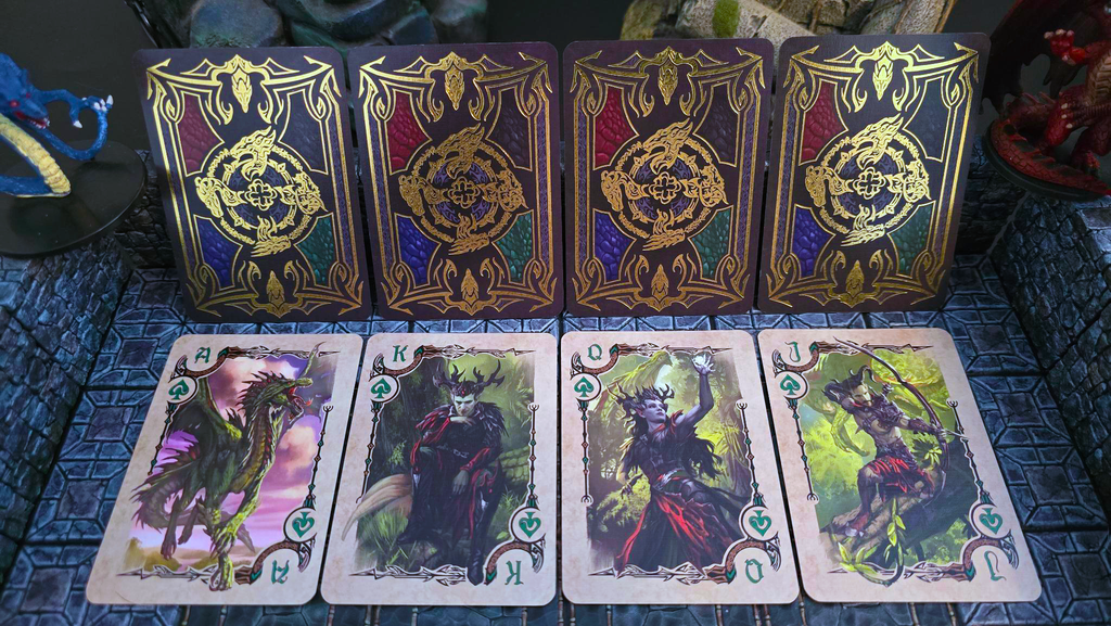 Soltera Playing Cards – Deck #3 – Gold Limited Edition – Copper Dragons vs Green Dragons