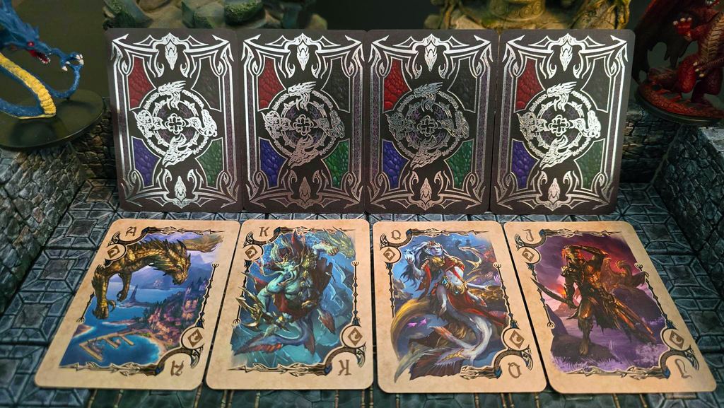 Soltera Playing Cards – Deck #4 – Silver Edition – Bronze Dragons vs Blue Dragons