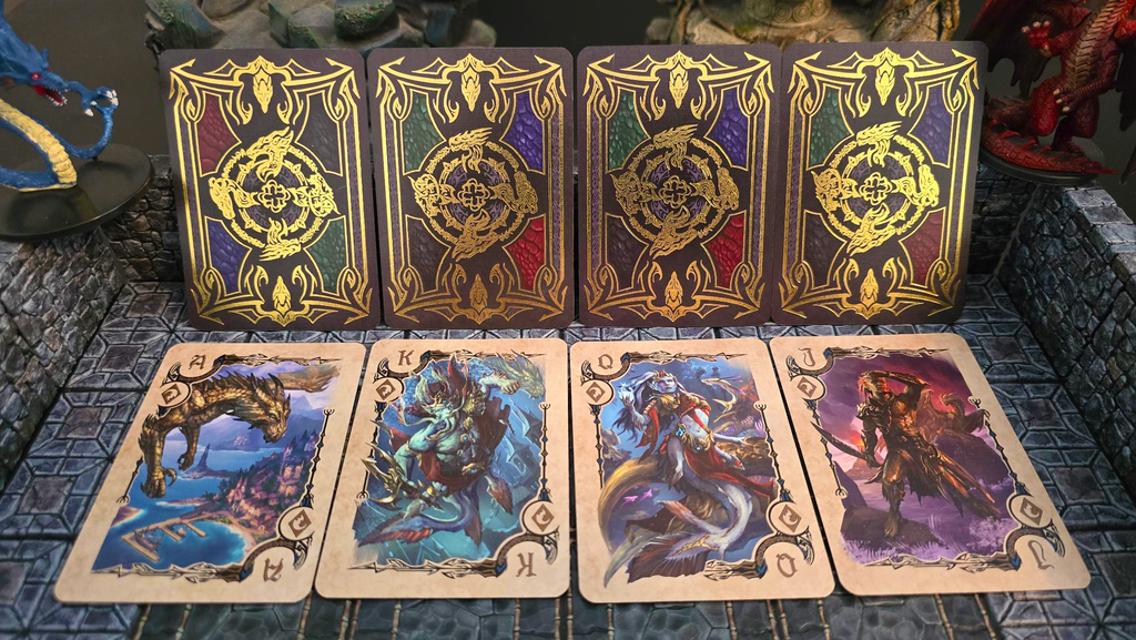 Soltera Playing Cards – Deck #4 – Gold Limited Edition – Bronze Dragons vs Blue Dragons