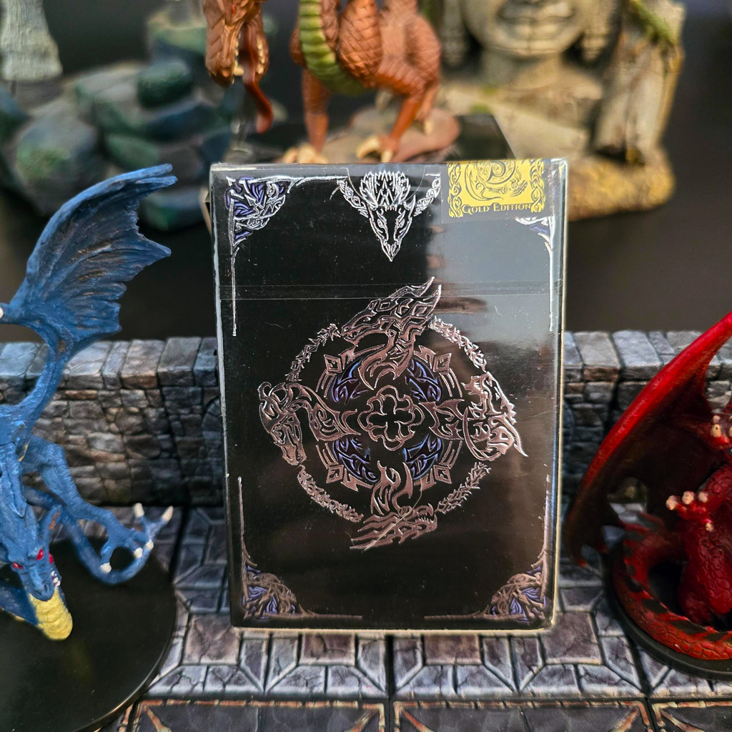 Soltera Playing Cards – Deck #2 – Gold Limited Edition – Silver Dragons vs Black Dragons