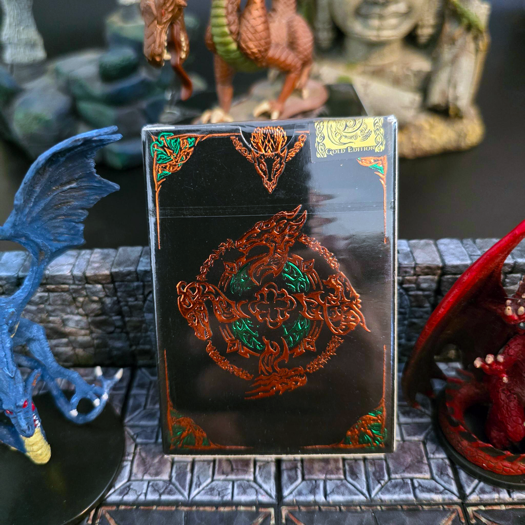 Soltera Playing Cards – Deck #3 – Gold Limited Edition – Copper Dragons vs Green Dragons