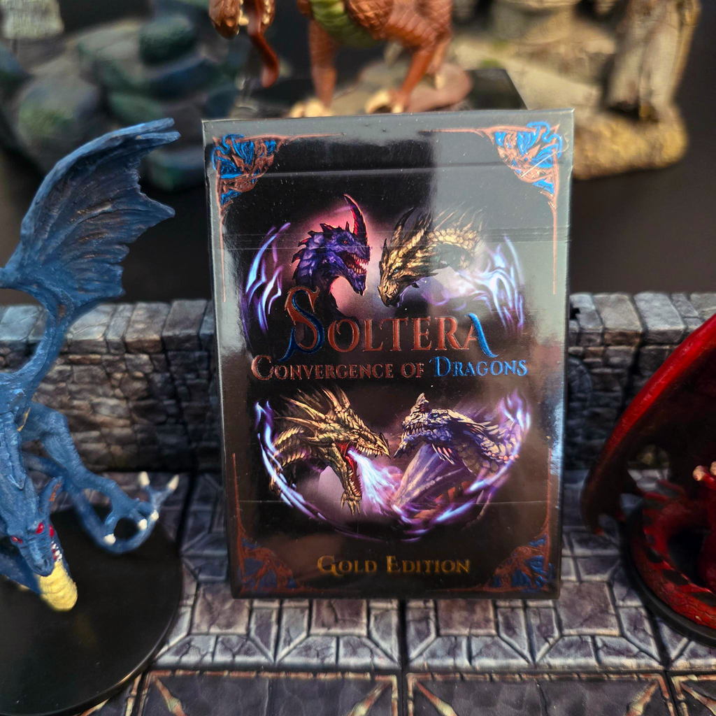 Soltera Playing Cards – Deck #4 – Gold Limited Edition – Bronze Dragons vs Blue Dragons
