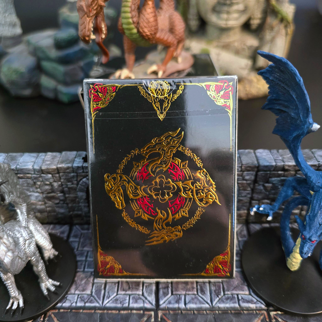 Soltera Playing Cards – Deck #1 – Silver Edition – Gold Dragons vs Red Dragons