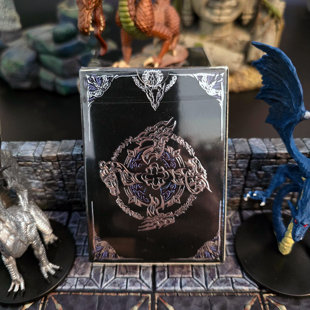 Soltera Playing Cards – Deck #2 – Silver Edition – Silver Dragons vs Black Dragons