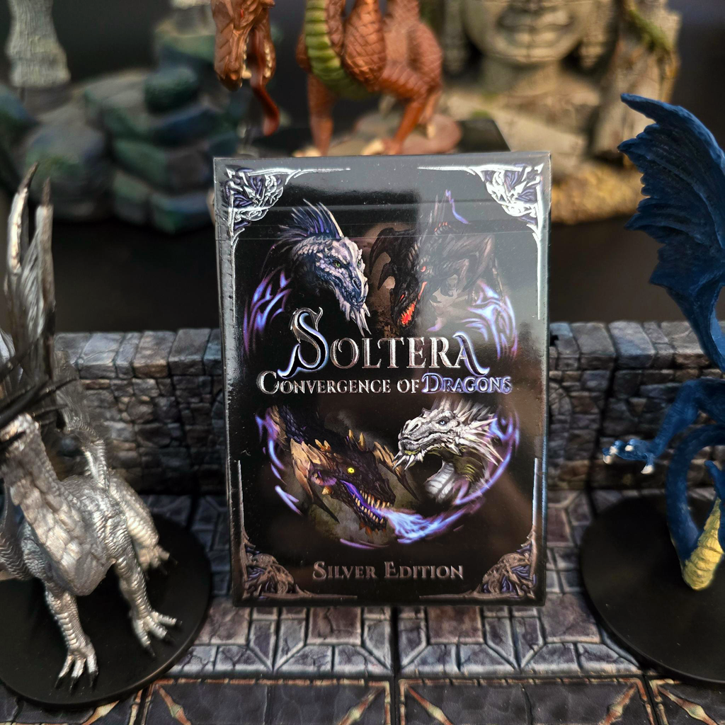 Soltera Playing Cards – Deck #2 – Silver Edition – Silver Dragons vs Black Dragons