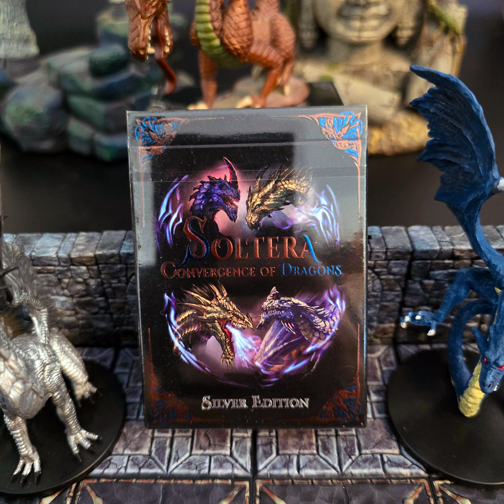 Soltera Playing Cards – Deck #4 – Silver Edition – Bronze Dragons vs Blue Dragons