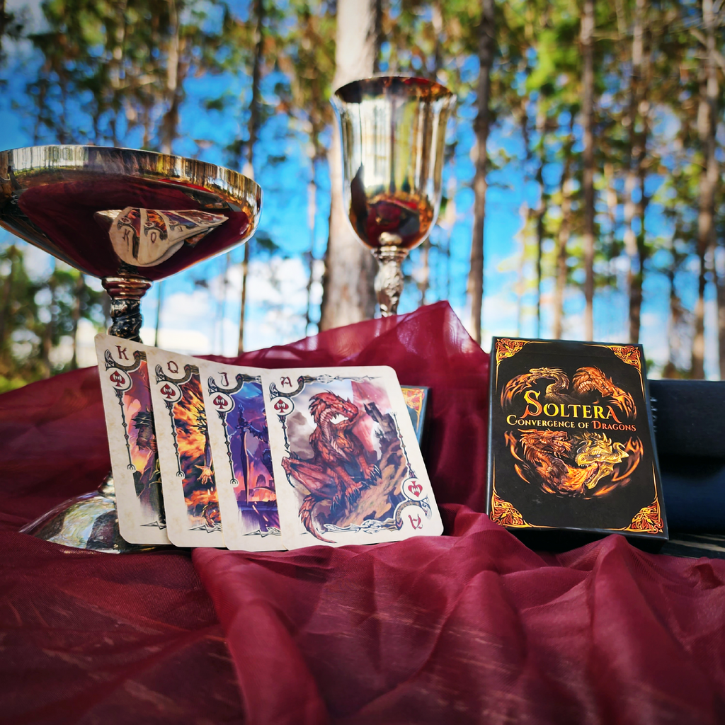 Soltera Playing Cards – Deck #1 – Gold Limited Edition – Gold Dragons vs Red Dragons