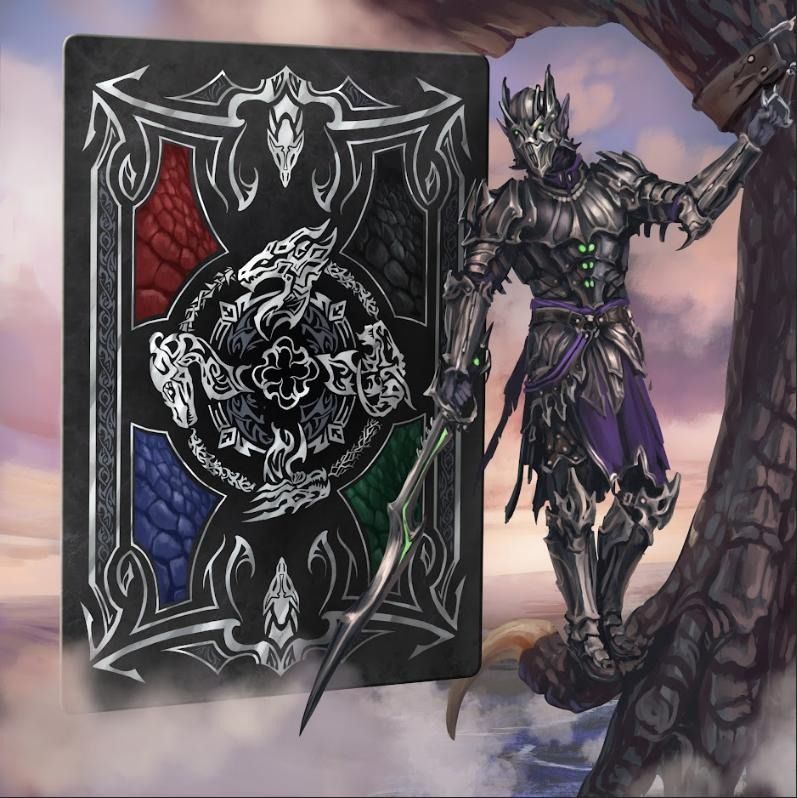 Soltera Playing Cards – Deck #2 – Silver Edition – Silver Dragons vs Black Dragons