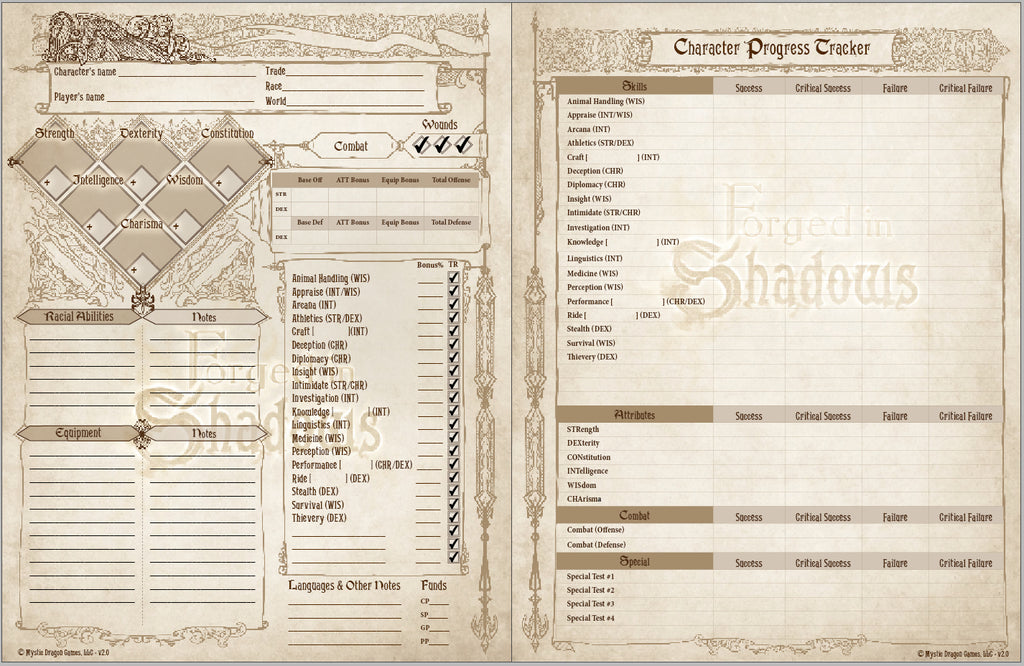 FORGED IN SHADOWS FILLABLE CHARACTER SHEET (PDF)