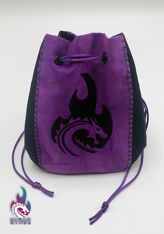 MYSTIC DRAGON PURPLE EMBROIDERED HANDMADE DICE BAG