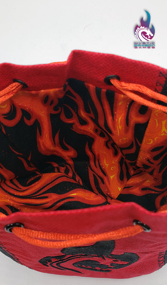 MYSTIC DRAGON RED EMBROIDERED HANDMADE DICE BAG