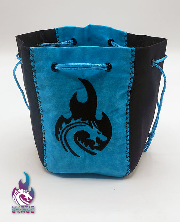 MYSTIC DRAGON TEAL EMBROIDERED HANDMADE DICE BAG
