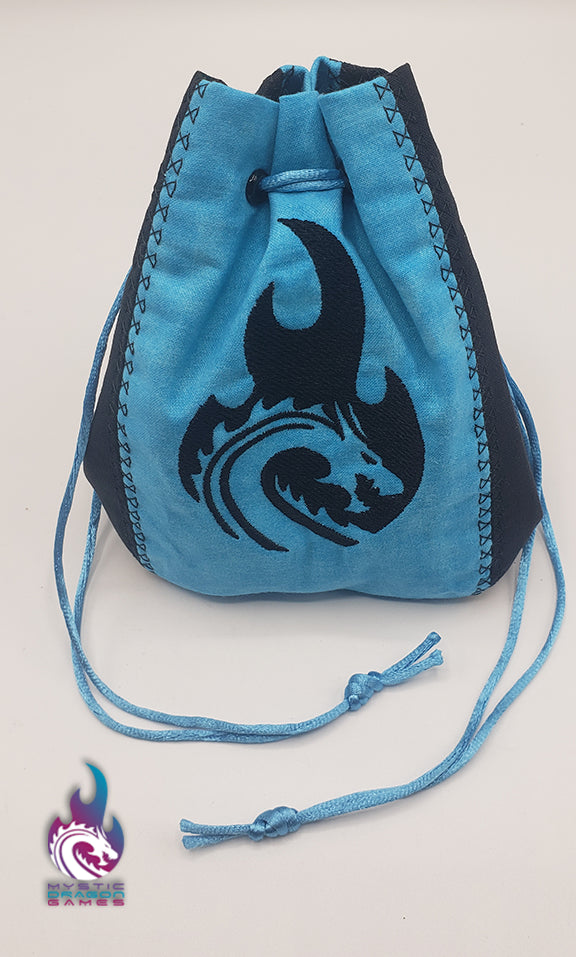 MYSTIC DRAGON TEAL EMBROIDERED HANDMADE DICE BAG