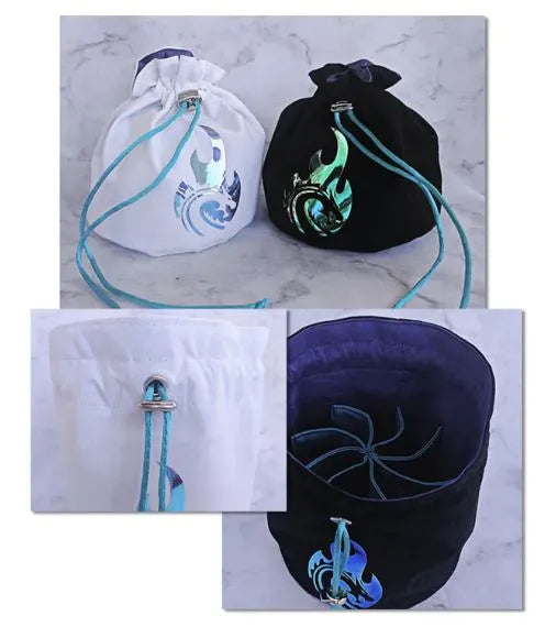 MYSTIC DRAGON HANDMADE 8-POCKET DICE BAG (BLACK)