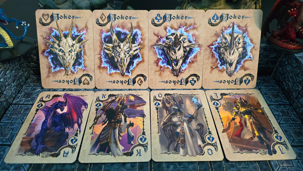 Soltera Playing Cards – Deck #4 – Silver Edition – Bronze Dragons vs Blue Dragons