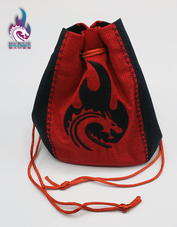 MYSTIC DRAGON RED EMBROIDERED HANDMADE DICE BAG